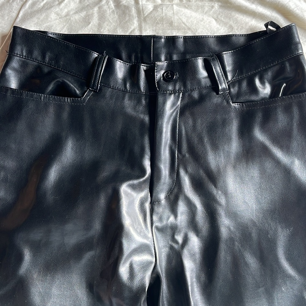 Vintage 90s Positano Charles Lapson  Faux Leather Pants Black Women's 30 - Picture 3 of 14